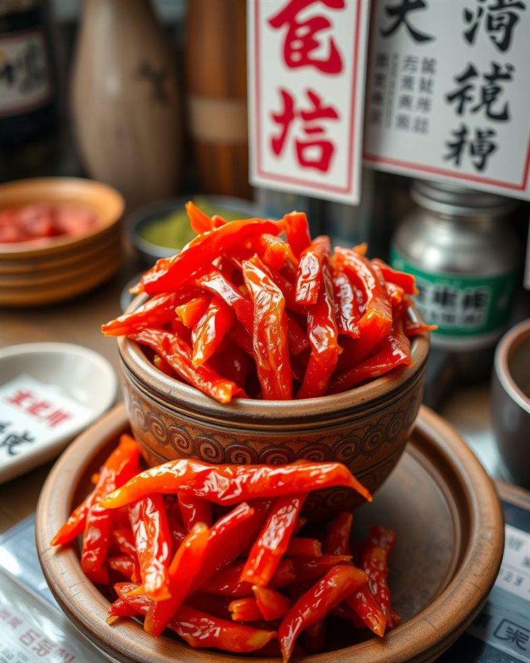Cinematic film still of Freshly made spicy red kimchi neatly arranged in a traditional ceramic pottery bowl, centered subject with a simple uncluttered composition, vivid colors, high contrast, energetic, 4:5 aspect ratio