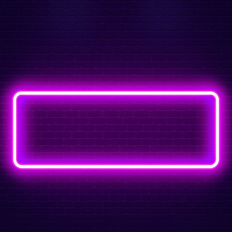 Minimal flat illustration of Vibrant pink and blue glowing neon light tubes creating an abstract urban night atmosphere on a dark brick wall., wide shot with open space at the top for text, soft pastel colors, bright and cozy, 1:1 aspect ratio