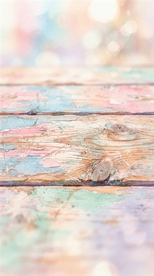 Watercolor illustration of wood texture, close-up detail with shallow depth of field, soft pastel colors, bright and cozy, 9:16 aspect ratio