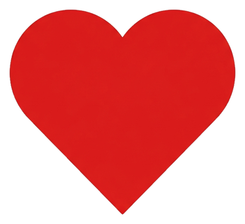 Flat vector icon, bold solid colors of a heart icon, transparent background PNG