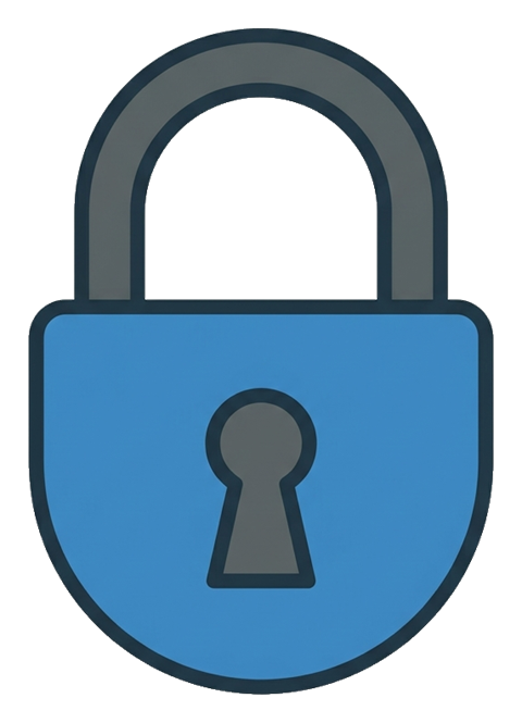 Flat vector icon, bold solid colors of a padlock security icon, transparent background PNG