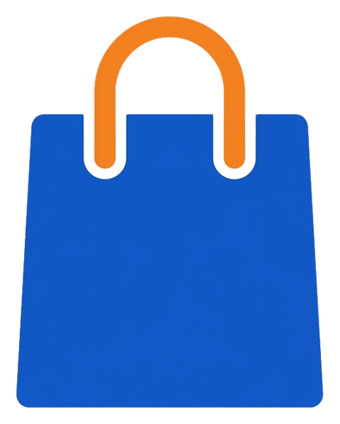 Flat vector icon, bold solid colors of a shopping bag icon, transparent background PNG