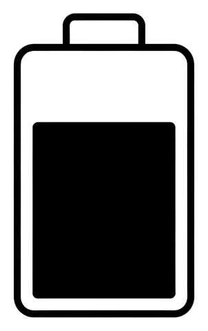 Thin black line icon, minimal outline of a battery level icon, transparent background PNG