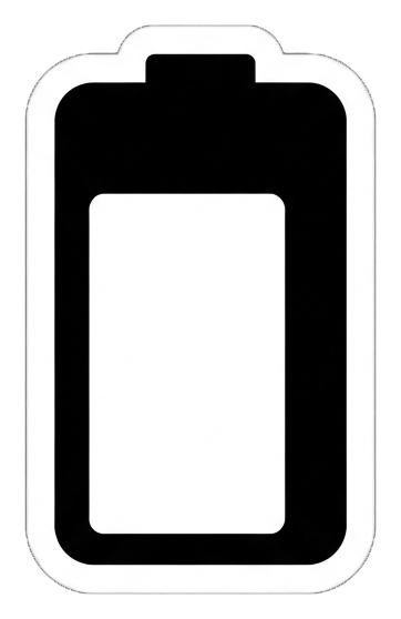 Flat color icon, bold solid colors of a battery level icon, transparent background PNG