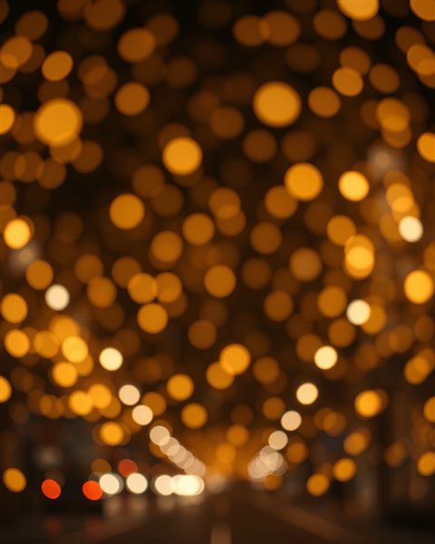 Photorealistic photo of A dreamy abstract background filled with soft, glowing golden and pastel light circles of various sizes., wide shot with open space at the top for text, moody dark tones, dramatic lighting, 4:5 aspect ratio