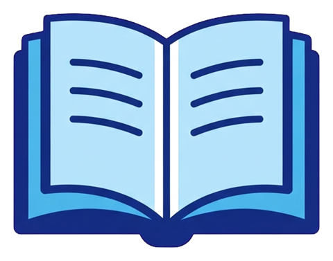 Flat color icon, bold solid colors of an open book icon, transparent background PNG