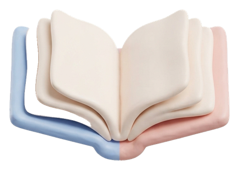 Soft 3D icon, pastel clay render of an open book icon, transparent background PNG