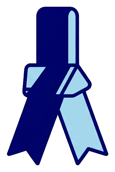 Duotone icon, navy blue and light blue of a bookmark ribbon icon, transparent background PNG