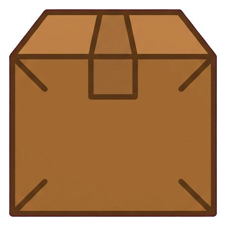 Flat color icon, bold solid colors of a parcel box icon, transparent background PNG