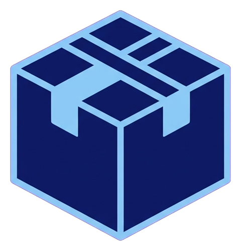 Duotone icon, navy blue and light blue of a parcel box icon, transparent background PNG