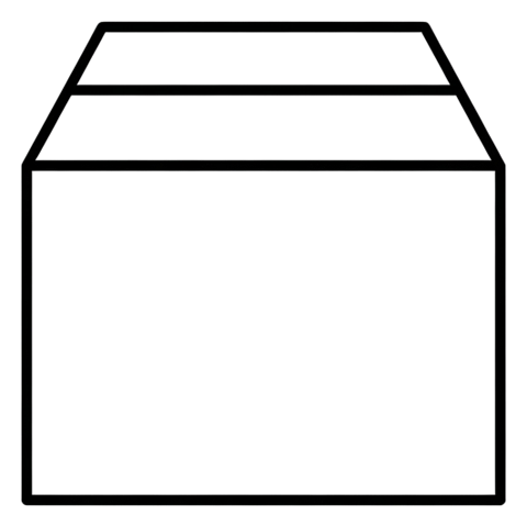 Thin black line icon, minimal outline of a parcel box icon, transparent background PNG
