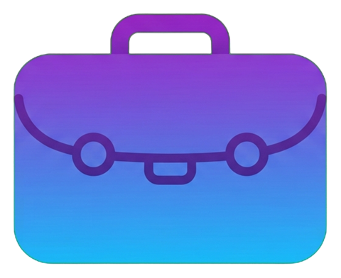 Gradient app-style icon, purple to blue gradient of a briefcase work icon, transparent background PNG