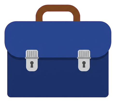 Flat color icon, bold solid colors of a briefcase work icon, transparent background PNG
