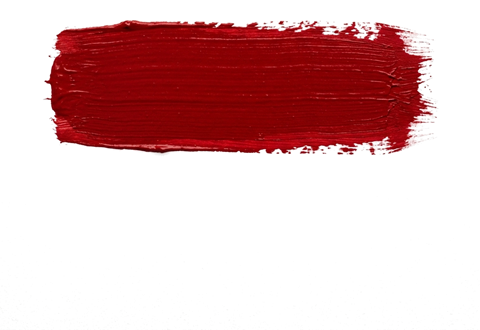 Red paint of a wide horizontal paint brush stroke swatch to place text on, transparent background PNG