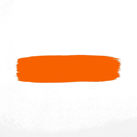 Orange paint of a wide horizontal paint brush stroke swatch to place text on, transparent background PNG