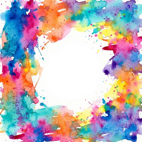 Watercolor texture design of simple colorful background with a large empty area for text, simple balanced layout, vivid colors, high contrast, energetic, 1:1 aspect ratio