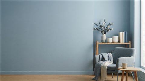 Soft photorealistic background photo of simple colorful background with a large empty area for text, simple balanced layout, cool blue tones, quiet atmosphere, 16:9 aspect ratio