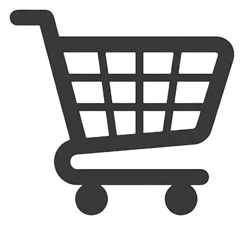 Flat color icon, bold solid colors of a shopping cart icon, transparent background PNG