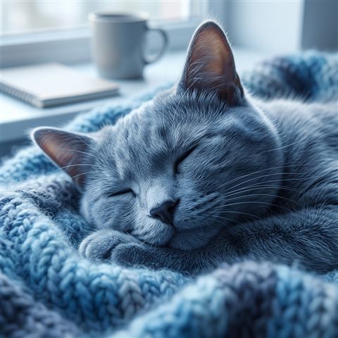 고양이, 부드러운 3D 렌더링, 가까이 담은 디테일, 얕은 심도, 차가운 푸른 톤, 고요한 분위기, 1:1 비율