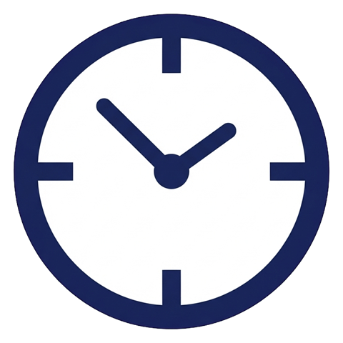 Flat color icon, bold solid colors of a round clock icon, transparent background PNG