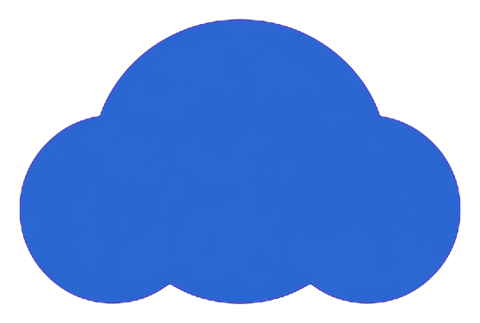 Flat color icon, bold solid colors of a cloud storage icon, transparent background PNG