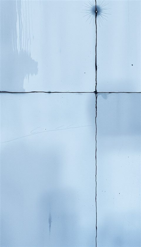 Watercolor illustration of A minimalist raw gray concrete wall surface with natural weathering and texture, high-angle view from above, cool blue tones, quiet atmosphere, 9:16 aspect ratio