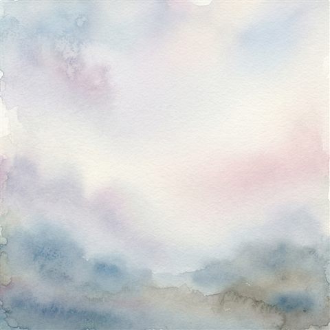 Watercolor texture design of elegant cover background with gentle gradients and empty space for a title, simple balanced layout, misty morning haze, dreamy, 1:1 aspect ratio