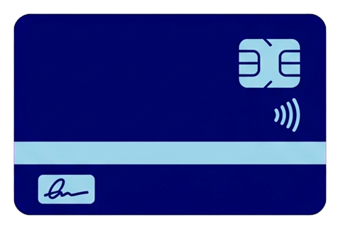 Duotone icon, navy blue and light blue of a credit card icon, transparent background PNG