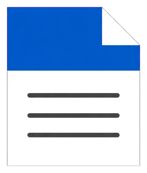 Flat color icon, bold solid colors of a paper document file icon, transparent background PNG