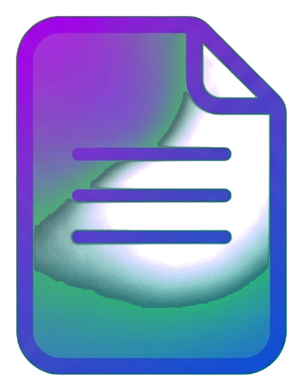 Gradient app-style icon, purple to blue gradient of a paper document file icon, transparent background PNG