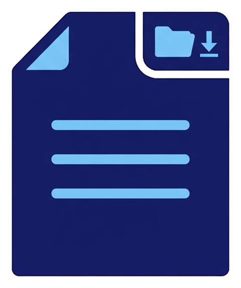 Duotone icon, navy blue and light blue of a paper document file icon, transparent background PNG