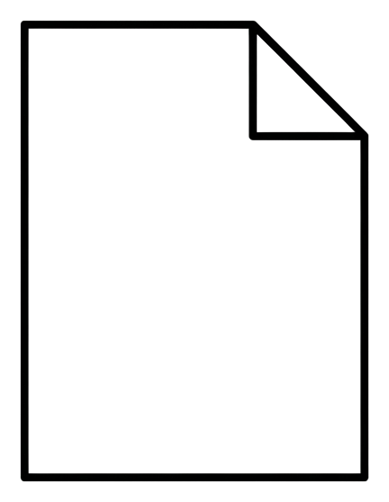 Thin black line icon, minimal outline of a paper document file icon, transparent background PNG