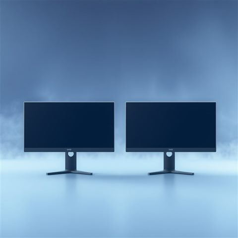 Soft 3D render of A wide, seamless abstract geometric gradient design optimized for dual monitors., wide shot with open space at the top for text, misty morning haze, dreamy, 1:1 aspect ratio