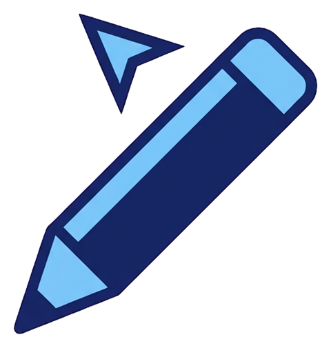Duotone icon, navy blue and light blue of a pencil edit icon, transparent background PNG