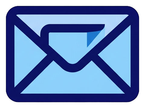 Duotone icon, navy blue and light blue of an envelope email icon, transparent background PNG
