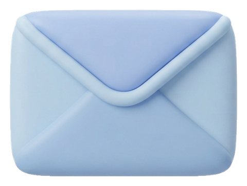 Soft 3D icon, pastel clay render of an envelope email icon, transparent background PNG