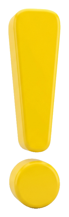Yellow 3D render of a bold exclamation mark symbol, transparent background PNG