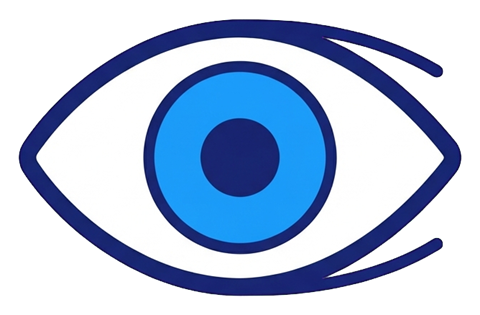 Flat color icon, bold solid colors of an eye view icon, transparent background PNG