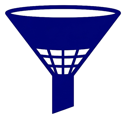 Flat color icon, bold solid colors of a funnel filter icon, transparent background PNG