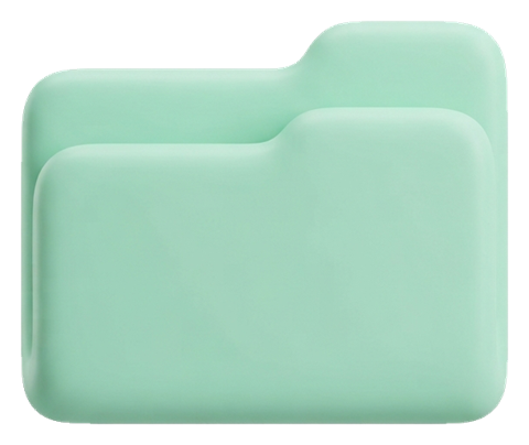 Soft 3D icon, pastel clay render of a file folder icon, transparent background PNG