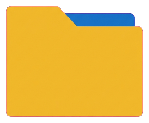 Flat color icon, bold solid colors of a file folder icon, transparent background PNG
