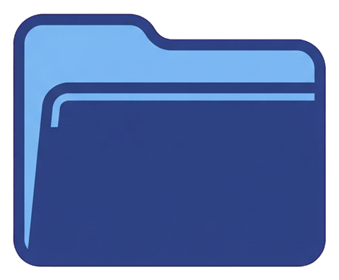 Duotone icon, navy blue and light blue of a file folder icon, transparent background PNG