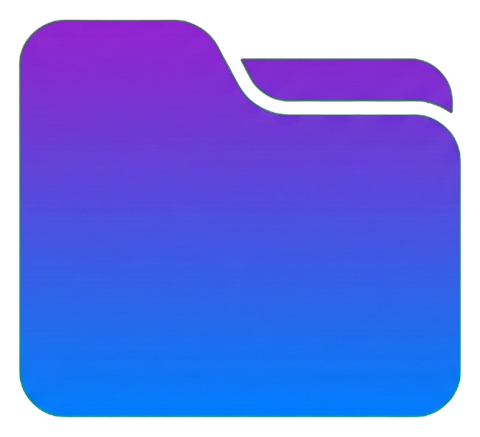 Gradient app-style icon, purple to blue gradient of a file folder icon, transparent background PNG