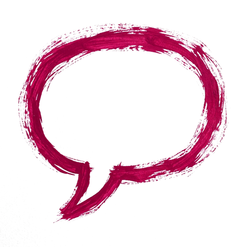 Dry brush stroke with rough edges of a pink empty hand-drawn speech bubble outline, transparent background PNG