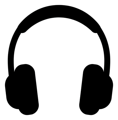 헤드폰 아이콘, 검은 실루엣 아이콘, 투명 배경(누끼) PNG