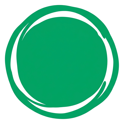 Bold flat vector style of a green hand-drawn circle outline used to highlight something, transparent background PNG