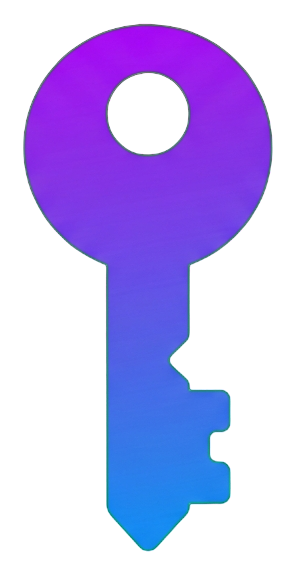 Gradient app-style icon, purple to blue gradient of a key icon, transparent background PNG