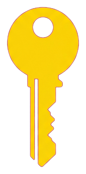 Flat color icon, bold solid colors of a key icon, transparent background PNG