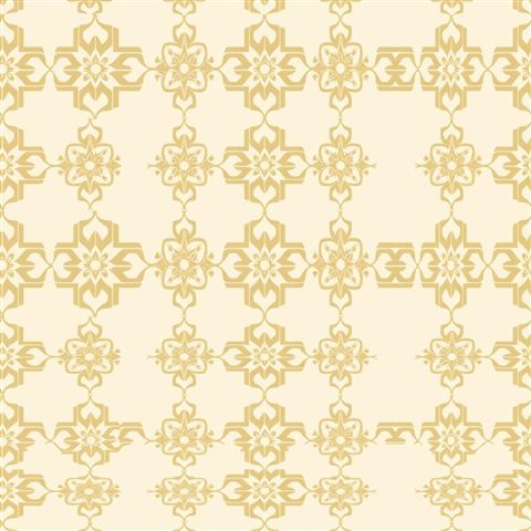 Minimal flat illustration of An elegant seamless traditional geometric pattern in muted gold and ivory tones., wide shot with open space at the top for text, soft pastel colors, bright and cozy, 1:1 aspect ratio