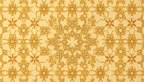 Soft 3D render of An elegant seamless traditional geometric pattern in muted gold and ivory tones., centered subject with a simple uncluttered composition, misty morning haze, dreamy, 16:9 aspect ratio